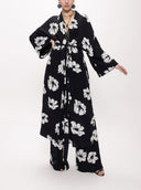 Siyah Beyaz Bol kesim kaftan 94080