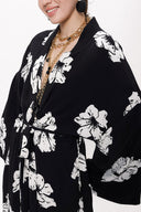 Siyah Beyaz Bol kesim kaftan 94080