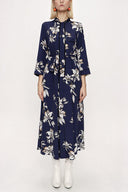 Çiçek Baskı Biyeli uzun gömlek elbise 94085