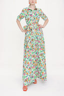 Karışık Renkler Büzgülü uzun gömlek elbise 94013