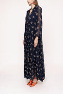 Lacivert Büzgülü bol kesim elbise 94027