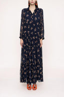 Lacivert Büzgülü bol kesim elbise 94027