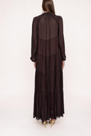 Kahve Büzgülü bol kesim elbise 94027