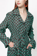 Yeşil Biyeli ve kemerli gömlek elbise 94029