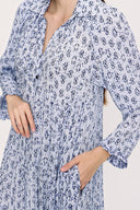 Mavi Büzgülü bol kesim elbise 94033