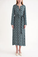 Yeşil Bagcık detaylı elbise 94035