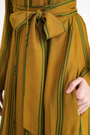 Zeytin Yeşili Bagcık detaylı elbise 94035