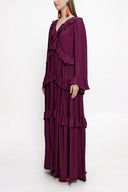 Bordo Büzgülü bol kesim elbise 94037