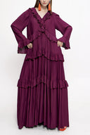 Bordo Büzgülü bol kesim elbise 94037