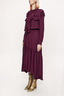 Bordo Valonlu uzun elbise 94042