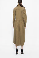 Zeytin Yeşili Büzgülü bol kesim gömlek elbise 94052