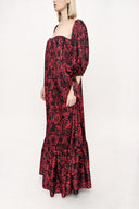 Desenli Straplez desenli balon kol elbise 94053