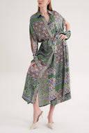 Yeşil Lila Bol kesim gömlek elbise 94058