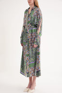 Yeşil Lila Bol kesim gömlek elbise 94058