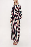 Lacivert Beyaz Çizgili Bol Kesim elbise 94059