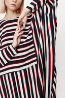 Lacivert Beyaz Çizgili Bol Kesim elbise 94059