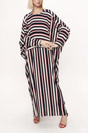 Lacivert Beyaz Çizgili Bol Kesim elbise 94059