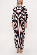 Lacivert Beyaz Çizgili Bol Kesim elbise 94059