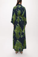 Yeşil Cep detaylı bol kesim kuşaklı elbise 94097