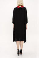 Siyah Kırmızı Dantel detaylı bol kesim elbise 94120