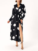 Puantiyeli Bol kesim gömlek elbise 94140