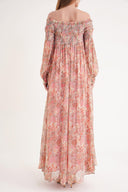 Desenli Düşük omuz gipeli bol elbise 94189