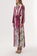 Mor Dantel detaylı uzun gömlek elbise 94232