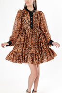 Leopar Büzgülü kısa elbise 94240