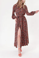 Turuncu Büzgülü uzun elbise 94247