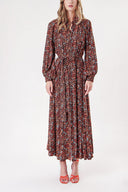 Turuncu Büzgülü uzun elbise 94247