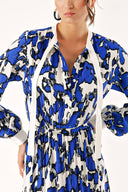 Mavi Beli lastikli büzgülü elbise 94253