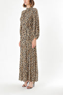 Leopar Büzgülü uzun elbise 94290