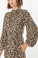 Leopar Büzgülü uzun elbise 94290