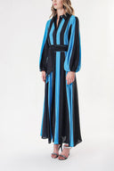 Siyah Mavi Kontrast renkli gömlek elbise 94302