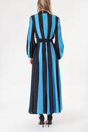Siyah Mavi Kontrast renkli gömlek elbise 94302