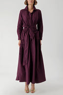 Bordo Büzgülü uzun tafta gömlek elbise 94354