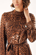 Leopar Uzun kemerli viskon elbise 94355