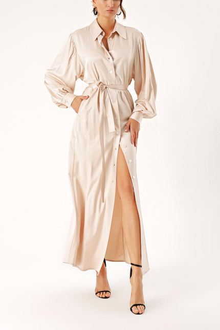 Beige Loose fit shirt dress 94356