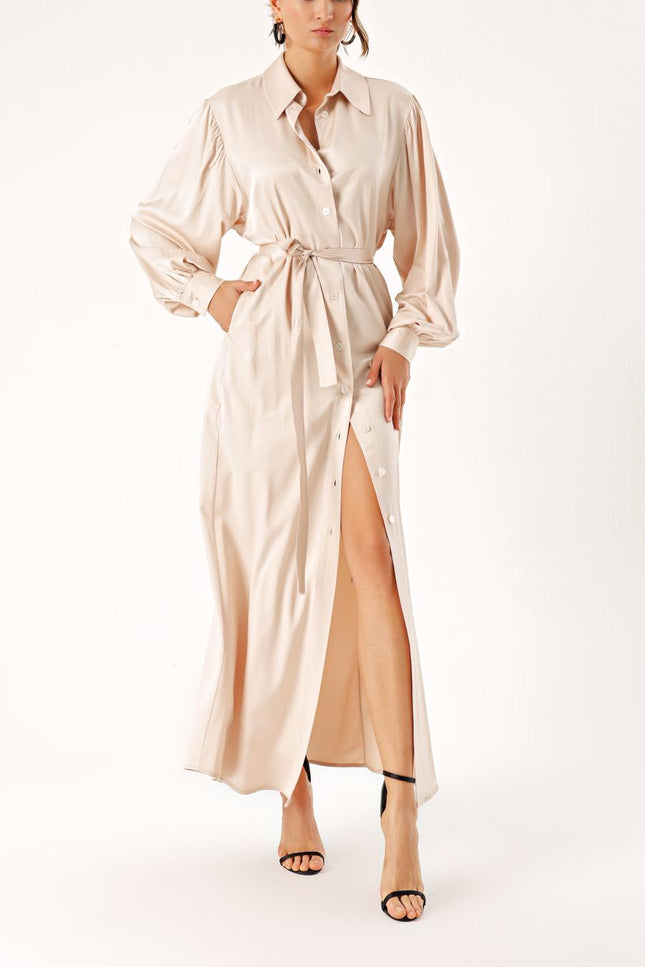 Beige Loose fit shirt dress 94356