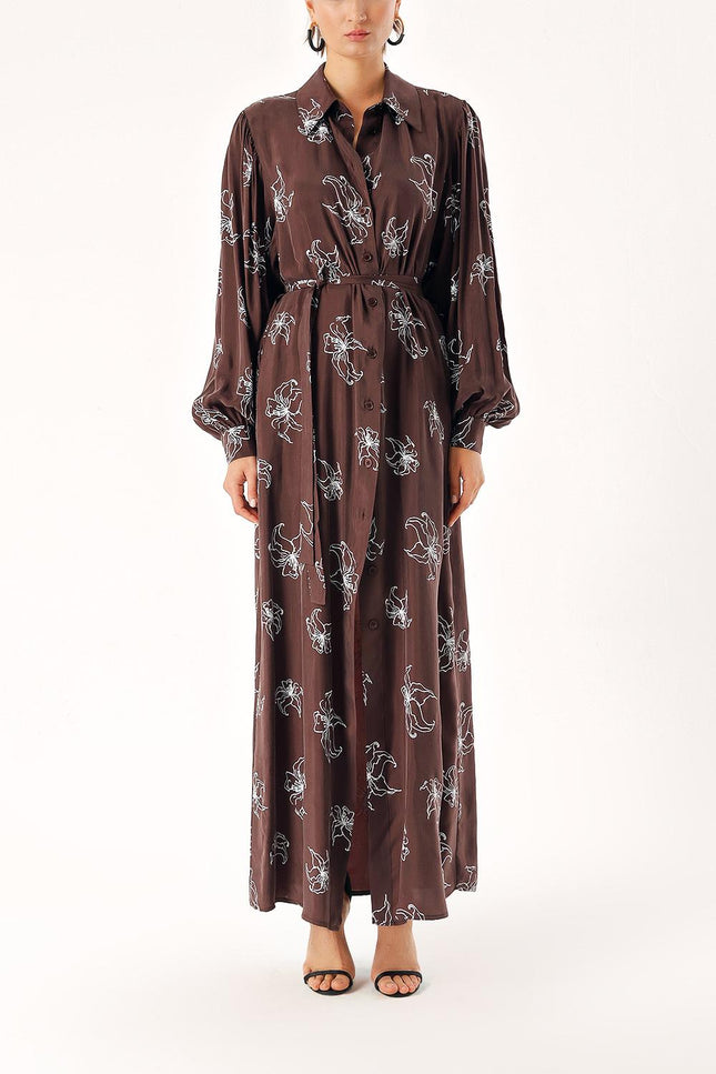 Brown Loose fit shirt dress 94356