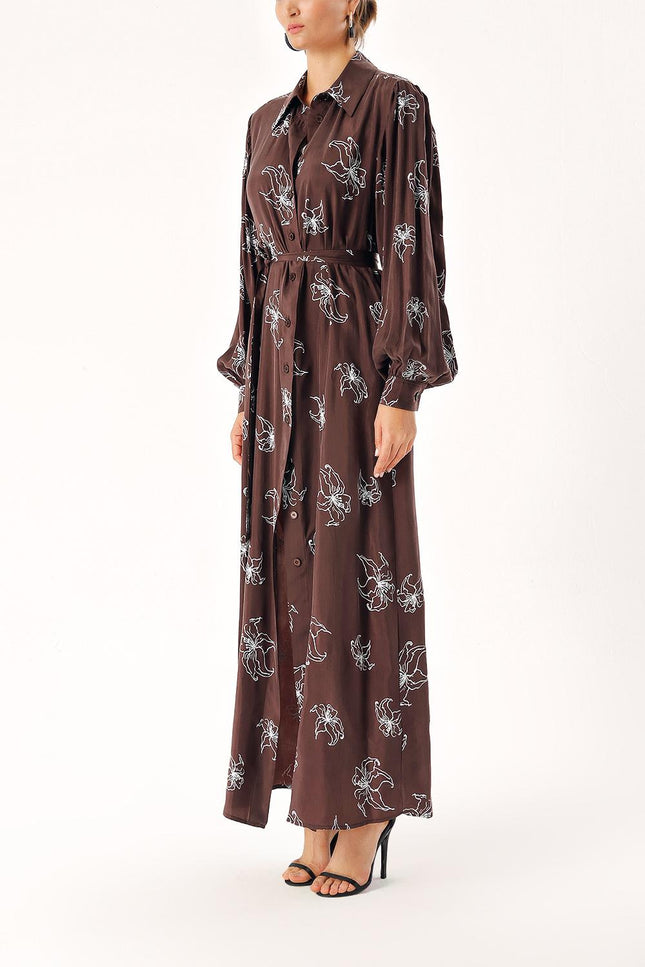 Brown Loose fit shirt dress 94356