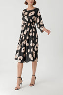 Siyah Bej Loose fit dress with tassel belt detail 94366