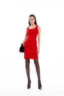 Kırmızı Kolsuz dar mini elbise 94382