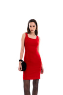 Kırmızı Kolsuz dar mini elbise 94382