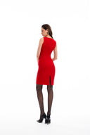 Kırmızı Kolsuz dar mini elbise 94382