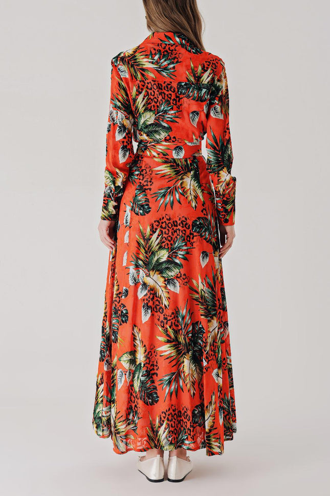 Patterned Long shirt dress with pockets 94409