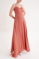 Yavruağzı Askılı taş detaylı rahat godeli elbise 94457