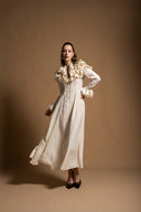 Ekru Hakim yaka fırfır detaylı gömlek elbise 94465