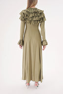 Haki Hakim yaka fırfır detaylı gömlek elbise 94465