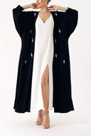 Siyah Taş işlemeli uzun kollu kaftan 94467